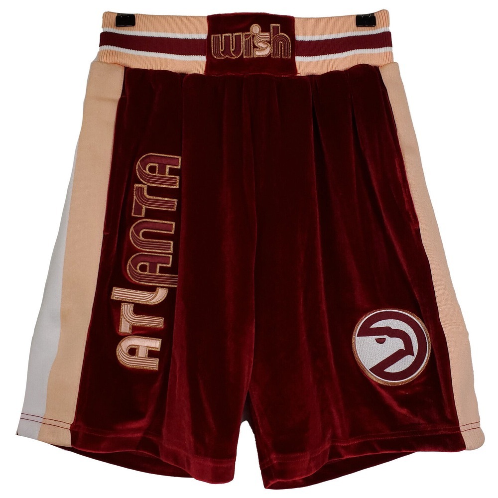 Atlanta Hawks x Wish‎ Mitchell & Ness NBA Small Shorts Maroon Pink White NWT